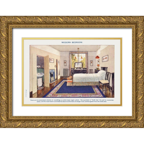 Modern bedroom Gold Ornate Wood Framed Art Print with Double Matting by Mrs. Beeton''s Book of Household Management