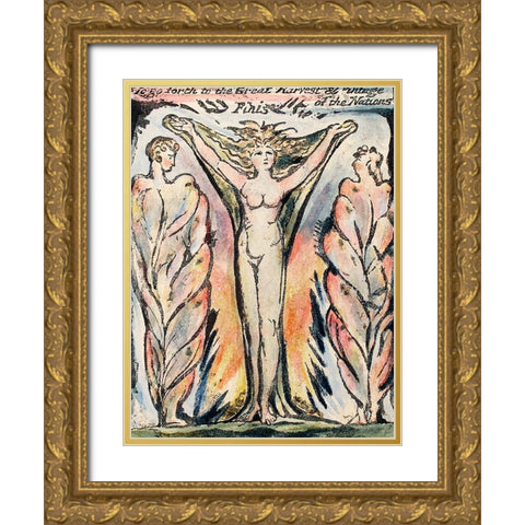 To go forth to the Great Harvest from Milton Gold Ornate Wood Framed Art Print with Double Matting by Blake, William