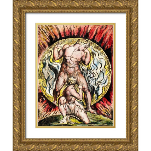 Stepping out of the Sun from Milton Gold Ornate Wood Framed Art Print with Double Matting by Blake, William
