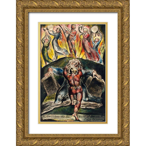 To annihilate the self-hood of deceit and false forgiveness from Milton Gold Ornate Wood Framed Art Print with Double Matting by Blake, William