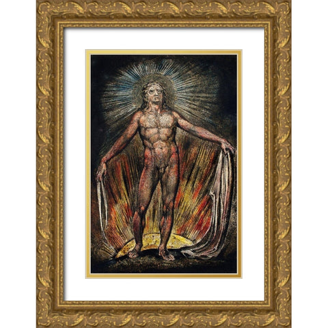 The robe of the promise illustration from Milton Gold Ornate Wood Framed Art Print with Double Matting by Blake, William