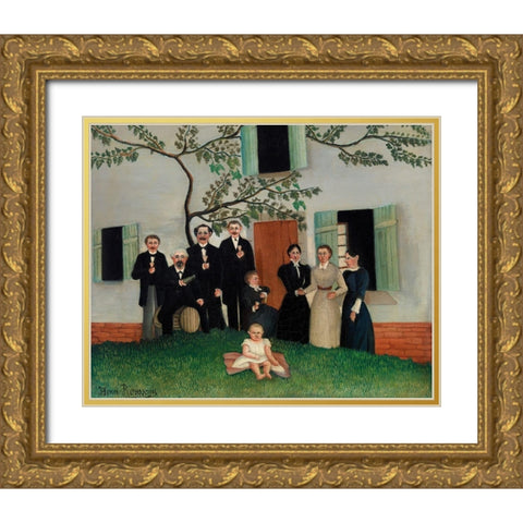 The Family 1900 Gold Ornate Wood Framed Art Print with Double Matting by Rousseau, Henri