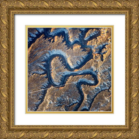 Bowknot Bend Utah Gold Ornate Wood Framed Art Print with Double Matting by NASA