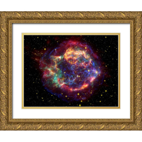 Cassiopeia A Gold Ornate Wood Framed Art Print with Double Matting by NASA