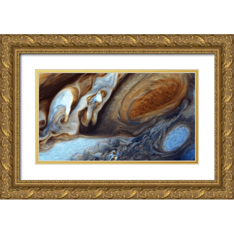 Jupiters Great Red Spot Gold Ornate Wood Framed Art Print with Double Matting by NASA