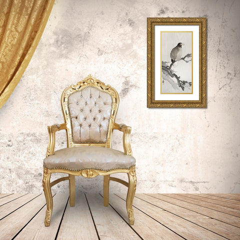 White-tailed eagle on branch Gold Ornate Wood Framed Art Print with Double Matting by Koson, Ohara