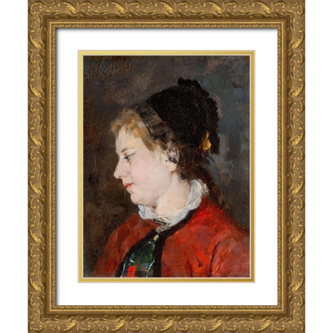 Portrait of Madame Sisley Gold Ornate Wood Framed Art Print with Double Matting by Cassatt, Mary