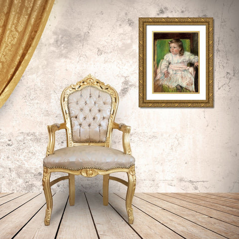 Pink Sash Gold Ornate Wood Framed Art Print with Double Matting by Cassatt, Mary