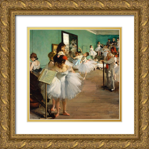 The Dance Class Gold Ornate Wood Framed Art Print with Double Matting by Degas, Edgar