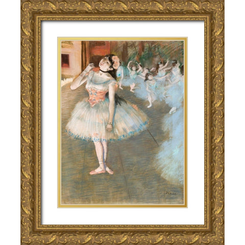 The Star Gold Ornate Wood Framed Art Print with Double Matting by Degas, Edgar