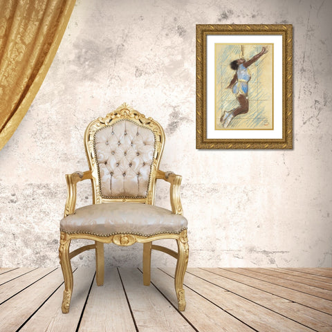 Miss Lala at the Fernando Circus Gold Ornate Wood Framed Art Print with Double Matting by Degas, Edgar