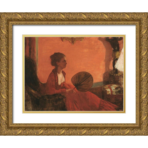 Madam Camus Gold Ornate Wood Framed Art Print with Double Matting by Degas, Edgar