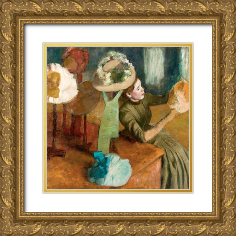 The Millinery Shop Gold Ornate Wood Framed Art Print with Double Matting by Degas, Edgar