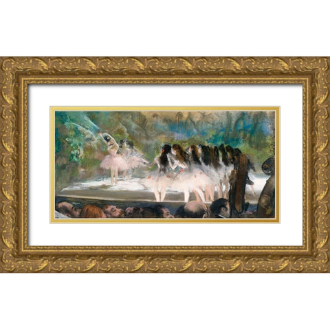 Ballet at the Paris Opera Gold Ornate Wood Framed Art Print with Double Matting by Degas, Edgar