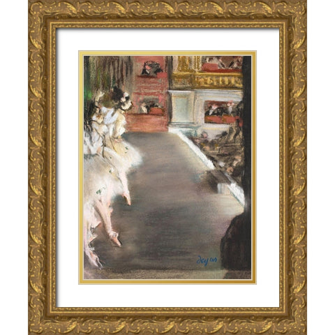 Dancers at the old Opera House Gold Ornate Wood Framed Art Print with Double Matting by Degas, Edgar