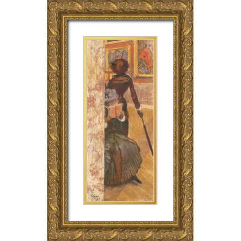 Mary Cassatt at the Louvre Gold Ornate Wood Framed Art Print with Double Matting by Degas, Edgar