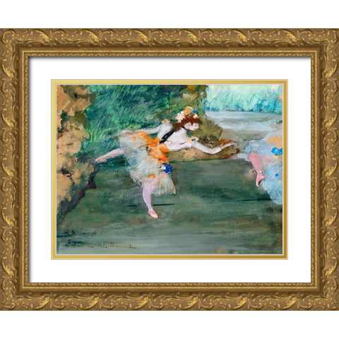 Dancer Onstage Gold Ornate Wood Framed Art Print with Double Matting by Degas, Edgar