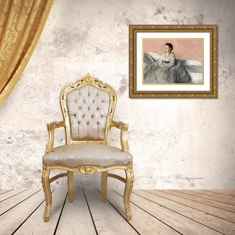 Madam Rene de Gas Gold Ornate Wood Framed Art Print with Double Matting by Degas, Edgar