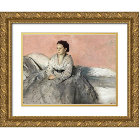 Madam Rene de Gas Gold Ornate Wood Framed Art Print with Double Matting by Degas, Edgar