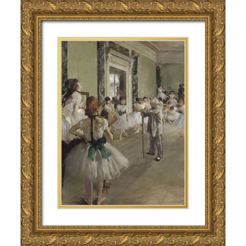The Ballet Class Gold Ornate Wood Framed Art Print with Double Matting by Degas, Edgar