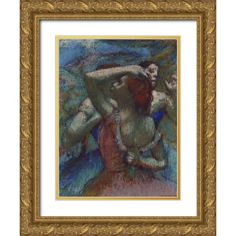 Dancers Gold Ornate Wood Framed Art Print with Double Matting by Degas, Edgar