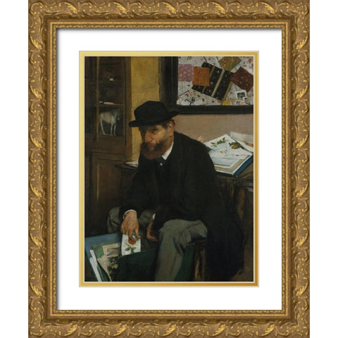 The Collector of Prints Gold Ornate Wood Framed Art Print with Double Matting by Degas, Edgar