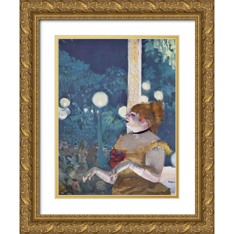 The Song of the Dog Gold Ornate Wood Framed Art Print with Double Matting by Degas, Edgar