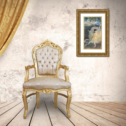 Fin dArabesque, with ballerina Rosita Mauri Gold Ornate Wood Framed Art Print with Double Matting by Degas, Edgar