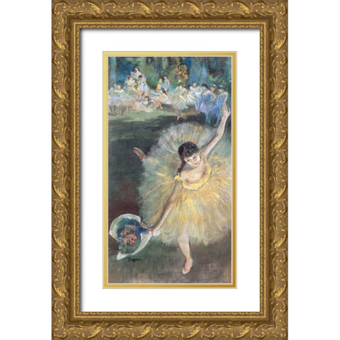 Fin dArabesque, with ballerina Rosita Mauri Gold Ornate Wood Framed Art Print with Double Matting by Degas, Edgar