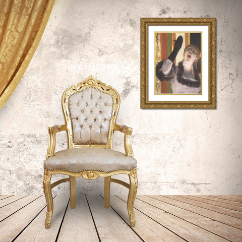 The Singer with the Glove Gold Ornate Wood Framed Art Print with Double Matting by Degas, Edgar