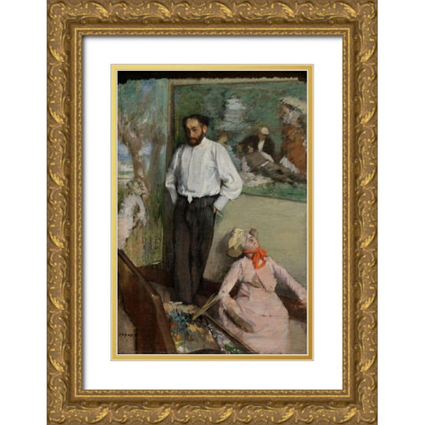 Portrait of Henri Michel-Lévy Gold Ornate Wood Framed Art Print with Double Matting by Degas, Edgar
