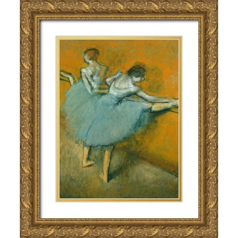 Dancers at the Bar Gold Ornate Wood Framed Art Print with Double Matting by Degas, Edgar