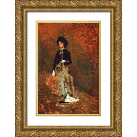 Autumn Gold Ornate Wood Framed Art Print with Double Matting by Homer, Winslow
