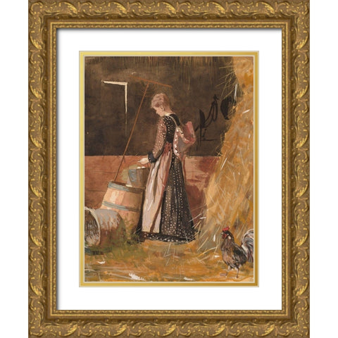 Fresh Eggs Gold Ornate Wood Framed Art Print with Double Matting by Homer, Winslow
