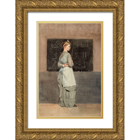Blackboard Gold Ornate Wood Framed Art Print with Double Matting by Homer, Winslow