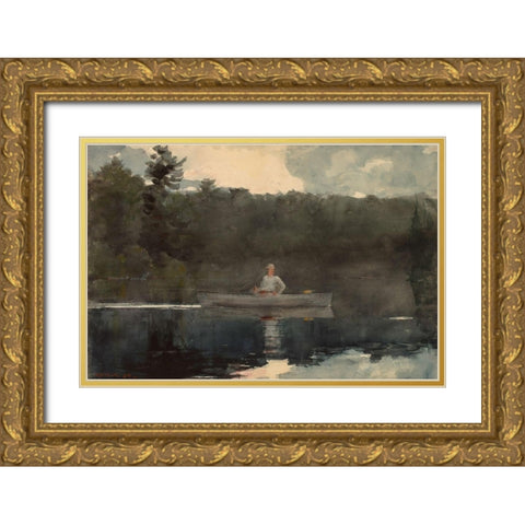 The Lone Fisherman Gold Ornate Wood Framed Art Print with Double Matting by Homer, Winslow