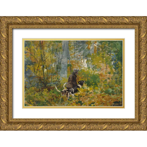 On the Trail Gold Ornate Wood Framed Art Print with Double Matting by Homer, Winslow