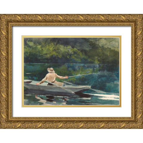 Casting, Number Two Gold Ornate Wood Framed Art Print with Double Matting by Homer, Winslow