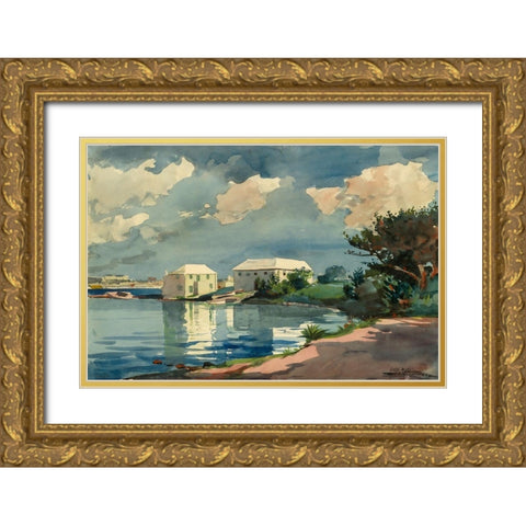 Salt Kettle, Bermuda Gold Ornate Wood Framed Art Print with Double Matting by Homer, Winslow