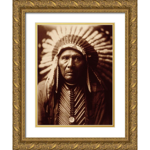 Three Horses, ca. 1905 Gold Ornate Wood Framed Art Print with Double Matting by Curtis, Edward