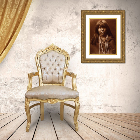 Mosa, Mohave girl, 1903 Gold Ornate Wood Framed Art Print with Double Matting by Curtis, Edward