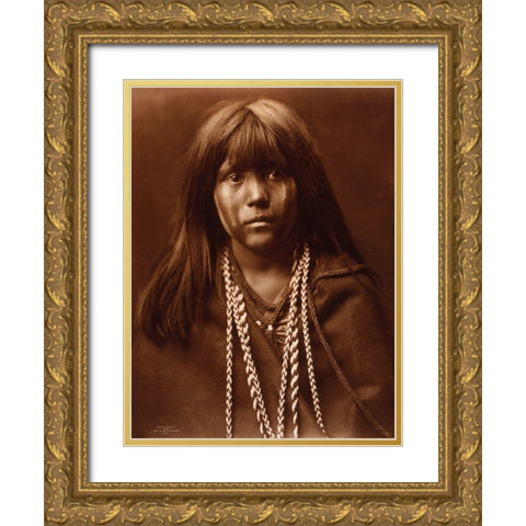 Mosa, Mohave girl, 1903 Gold Ornate Wood Framed Art Print with Double Matting by Curtis, Edward
