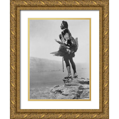 The eagle catcher Gold Ornate Wood Framed Art Print with Double Matting by Curtis, Edward