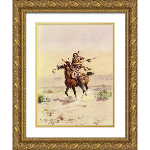 Nobleman of the Plains Gold Ornate Wood Framed Art Print with Double Matting by Russell, Charles Marion