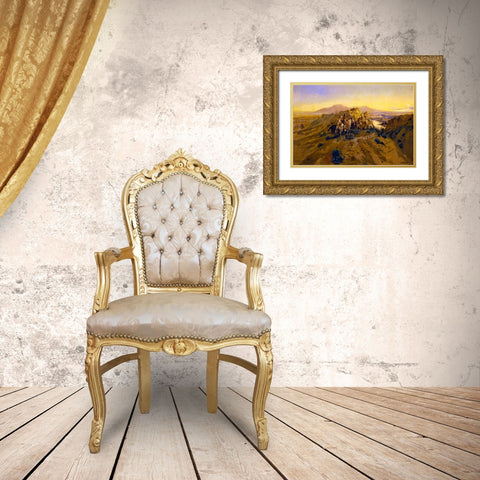 Planning the Attack Gold Ornate Wood Framed Art Print with Double Matting by Russell, Charles Marion