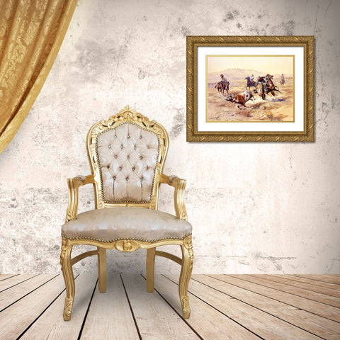 The Renegade Gold Ornate Wood Framed Art Print with Double Matting by Russell, Charles Marion