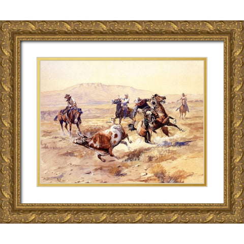 The Renegade Gold Ornate Wood Framed Art Print with Double Matting by Russell, Charles Marion