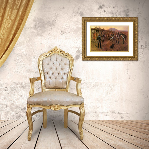 The Tenderfoot Gold Ornate Wood Framed Art Print with Double Matting by Russell, Charles Marion