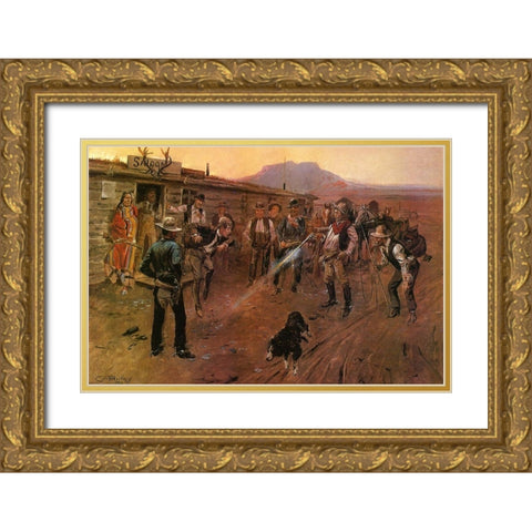 The Tenderfoot Gold Ornate Wood Framed Art Print with Double Matting by Russell, Charles Marion