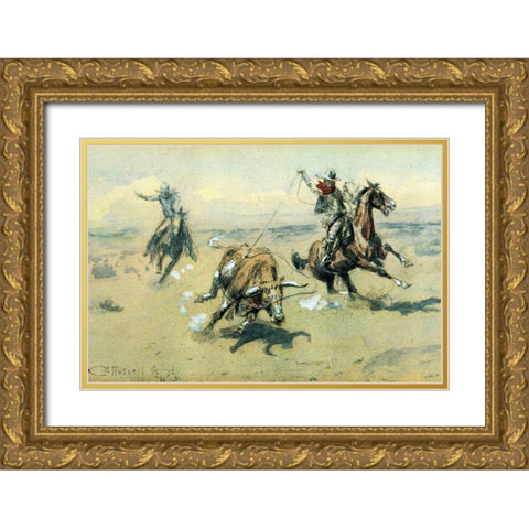 The Bolter-#2 Gold Ornate Wood Framed Art Print with Double Matting by Russell, Charles Marion